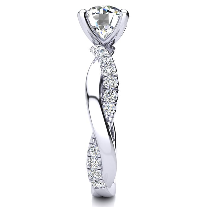 1 3/4 Carat Diamond Engagement Ring In 14K White Gold, 1 1/2 Carat Center Diamond, I-J I1-I2