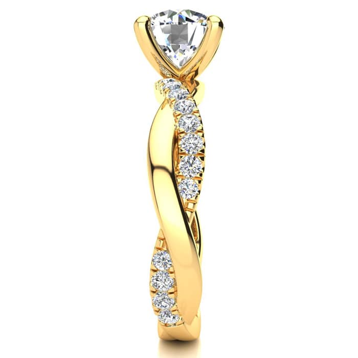 1 3/4 Carat Diamond Engagement Ring In 14K Yellow Gold, 1 1/2 Carat Center Diamond, I-J I1-I2