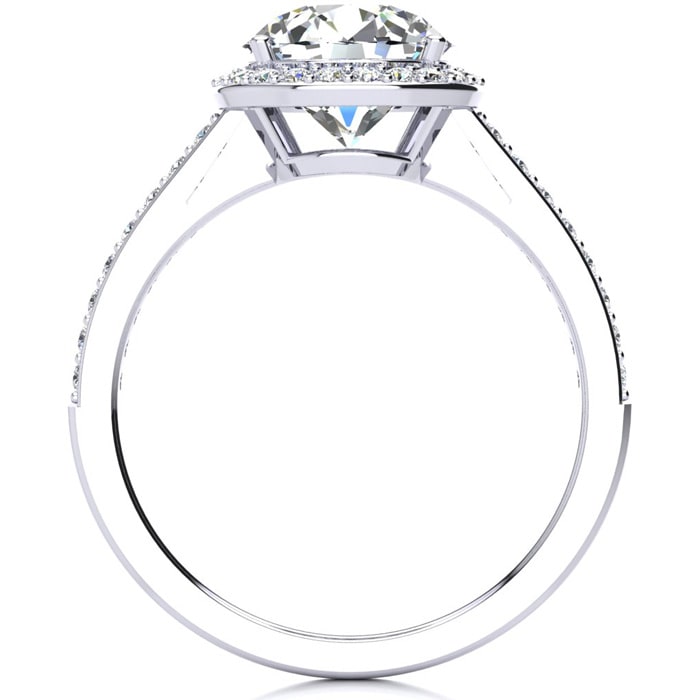 2 1/4 Carat Halo Diamond Engagement Ring In 14K White Gold, H-I I1-I2