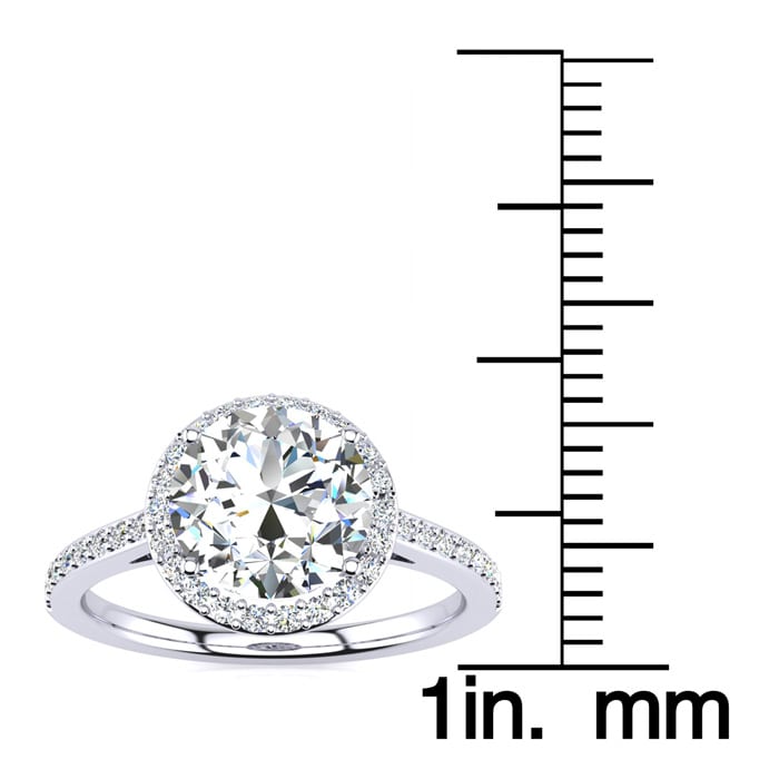 2 1/4 Carat Halo Diamond Engagement Ring In 14K White Gold, H-I I1-I2