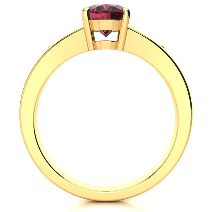 Garnet Ring: Garnet Jewelry: 1 1/2ct Oval Shape Garnet and Diamond Ring in 10k Yellow Gold