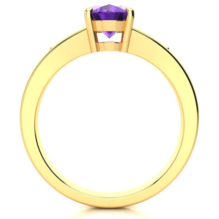 1ct Oval Shape Amethyst and Diamond Ring in 10K Yellow Gold