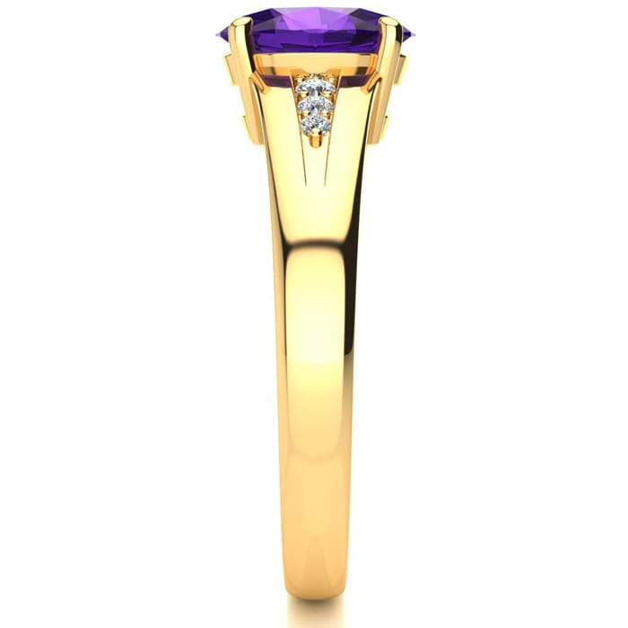 1ct Oval Shape Amethyst and Diamond Ring in 10K Yellow Gold