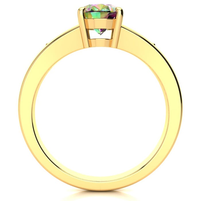 1 Carat Oval Shape Mystic Topaz Ring With Diamonds In 10 Karat Yellow Gold