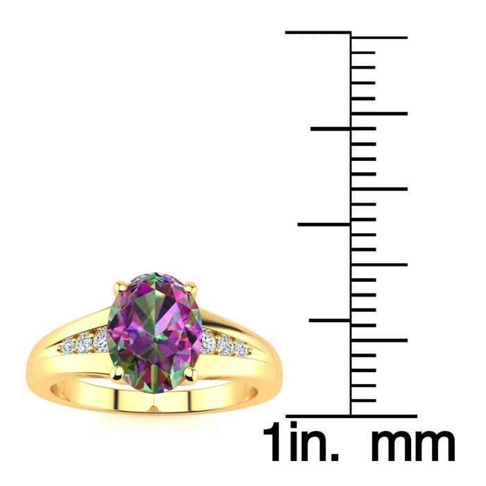 1 Carat Oval Shape Mystic Topaz Ring With Diamonds In 10 Karat Yellow Gold