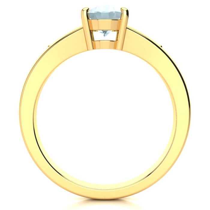 Aquamarine Ring: Aquamarine Jewelry: 1 1/5ct Oval Shape Aquamarine and Diamond Ring in 10k Yellow Gold