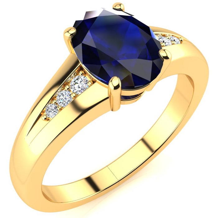 1 2/3ct Oval Shape Sapphire and Diamond Ring in 10k Yellow Gold