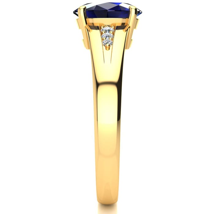 1 2/3ct Oval Shape Sapphire and Diamond Ring in 10k Yellow Gold