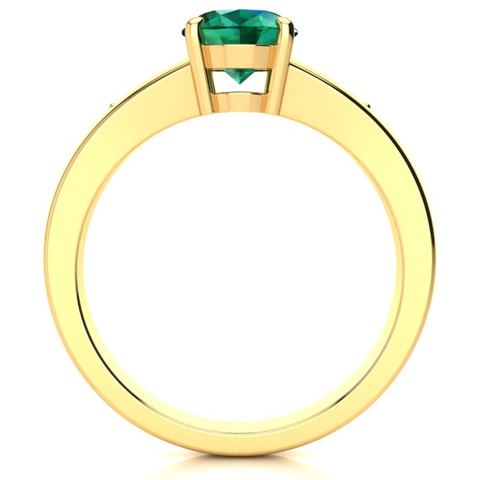 1 1/5ct Oval Shape Emerald and Diamond Ring in 10k Yellow Gold