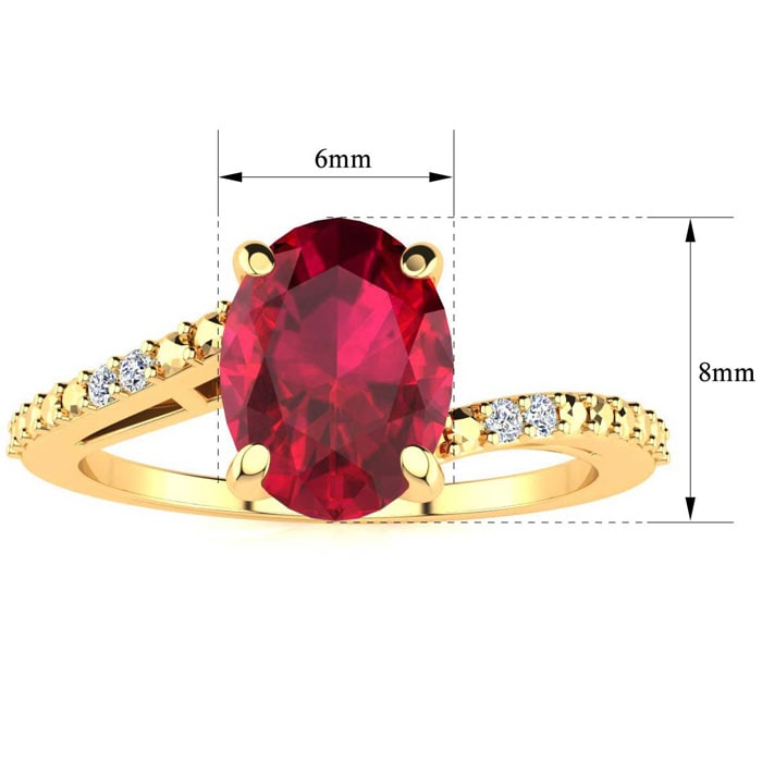 1 1/2ct Oval Shape Ruby and Diamond Ring in 10k Yellow Gold