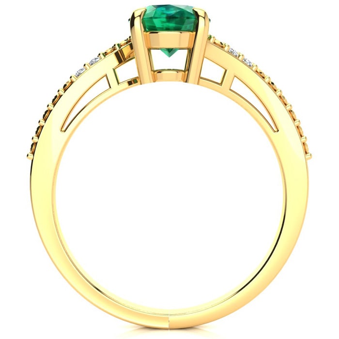 1 1/5ct Oval Shape Emerald and Diamond Ring in 10k Yellow Gold