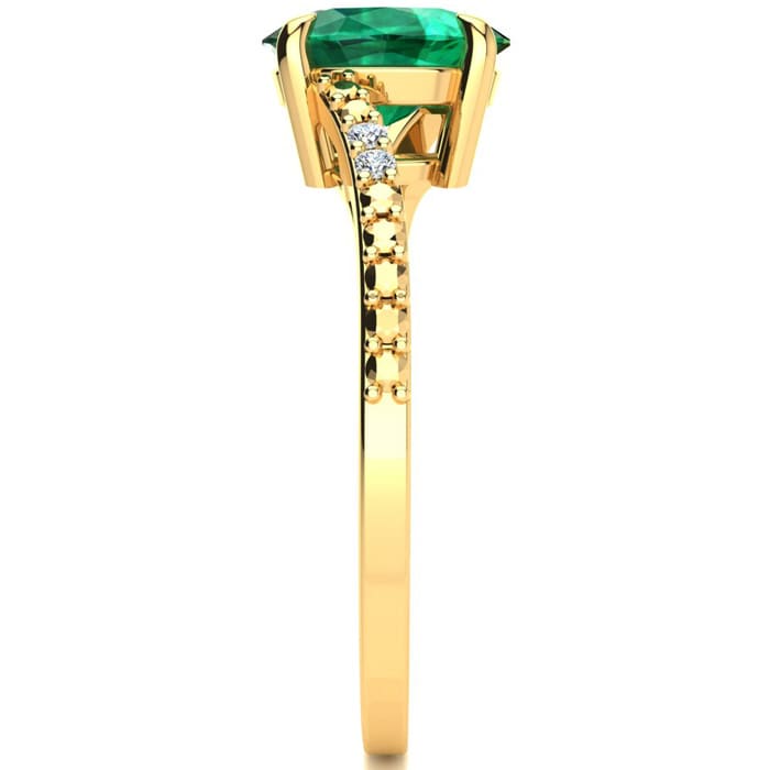 1 1/5ct Oval Shape Emerald and Diamond Ring in 10k Yellow Gold