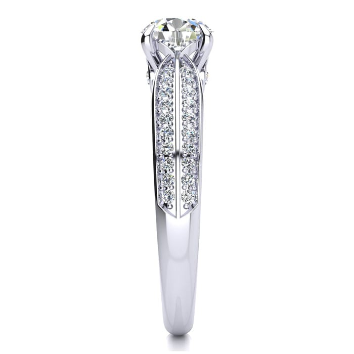 1 Carat Diamond Engagement Ring In 14K White Gold, 3/4 Carat Center Diamond, I-J I1-I2