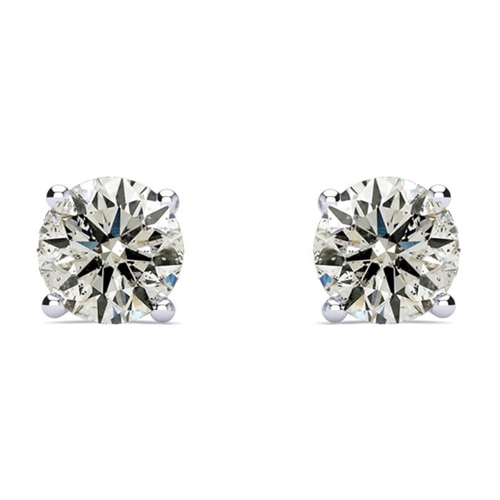 1 1/2 Carat Diamond Stud Earrings In 14 Karat White Gold