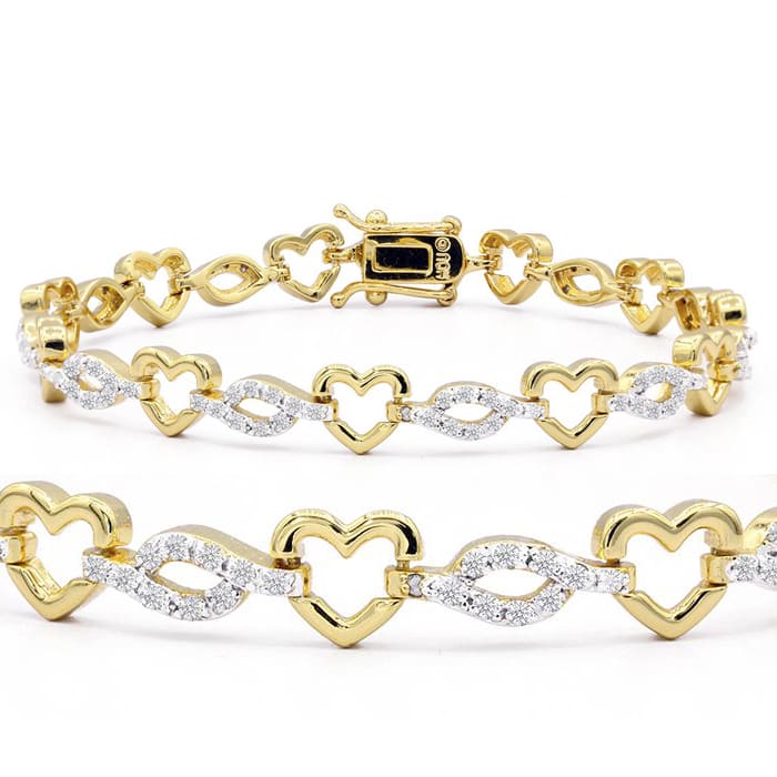 Diamond heart on sale bracelet gold