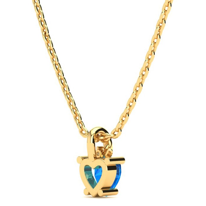 1/2ct Blue Topaz and Diamond Heart Necklace in 10k Yellow Gold