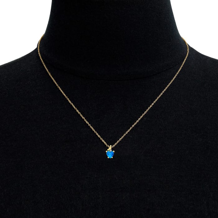 1/2ct Blue Topaz and Diamond Heart Necklace in 10k Yellow Gold