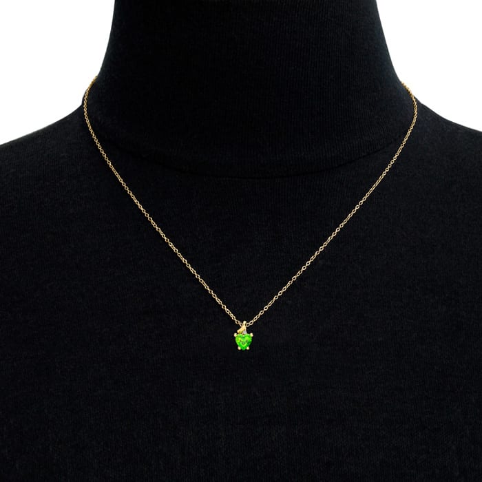 1/2ct Peridot and Diamond Heart Necklace in 10k Yellow Gold