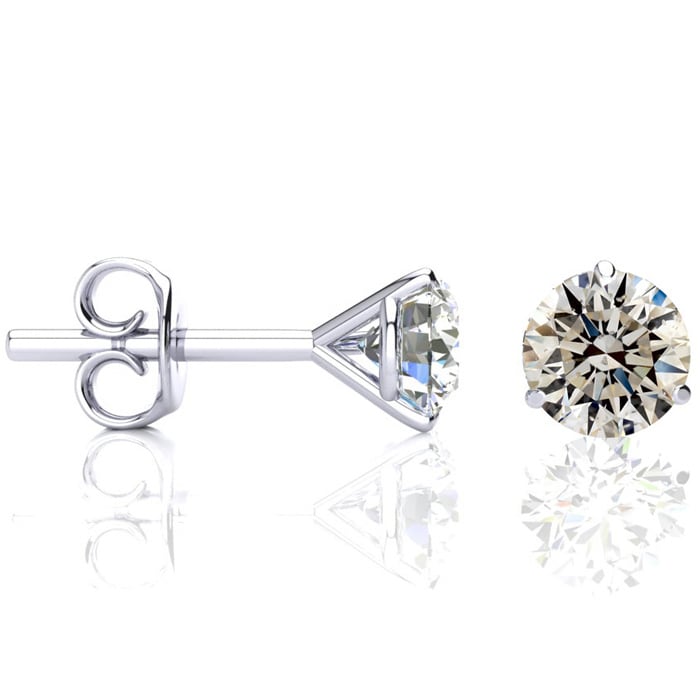 1 1/2 Carat Diamond Stud Earrings in 14 Karat White Gold Martini Setting