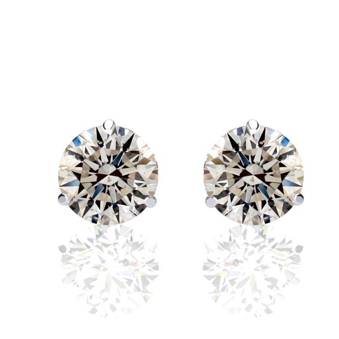 1 1/2 Carat Diamond Stud Earrings in 14 Karat White Gold Martini Setting