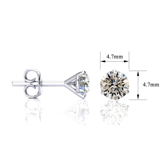 1 1/2 Carat Diamond Stud Earrings in 14 Karat White Gold Martini Setting