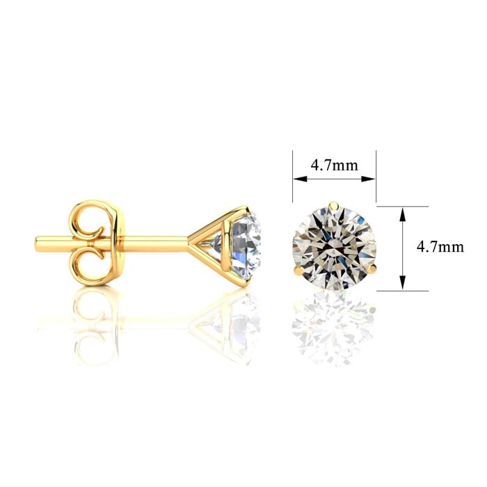 1 1/2 Carat Diamond Stud Earrings in 14 Karat Yellow Gold Martini Setting
