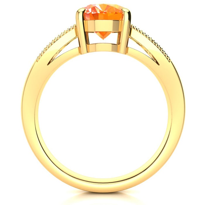 1-1/3 Carat Fire Opal Ring and Diamonds In 14 Karat Yellow Gold