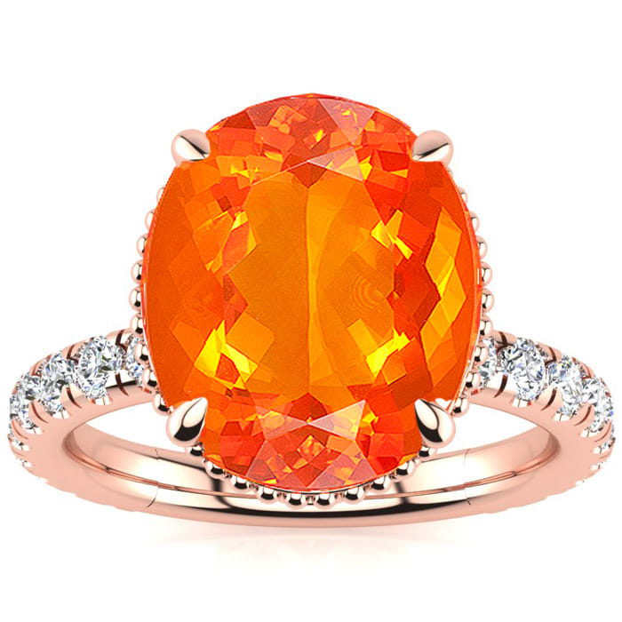 Fire opal sale ring with diamonds