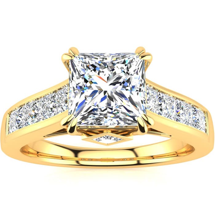 Yellow gold princess cheap cut ring