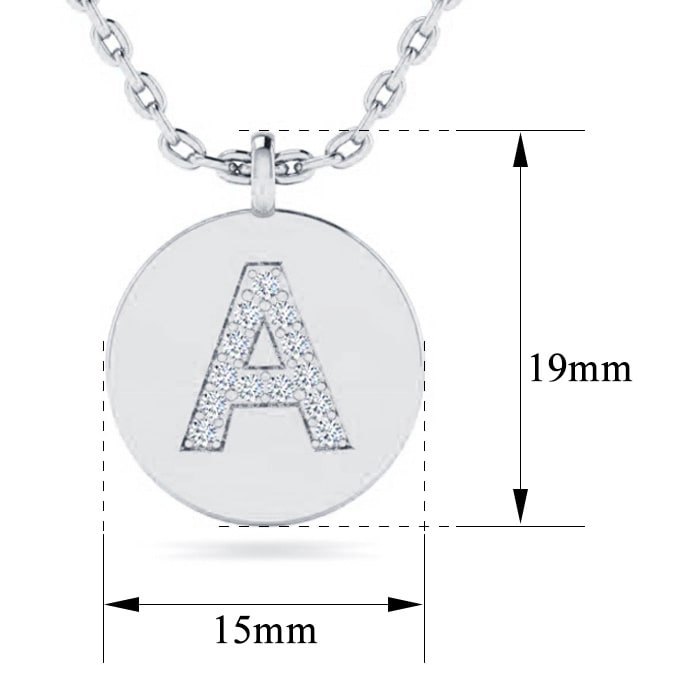 Letter A Diamond Initial Necklace In 14K White Gold With 13 Diamonds