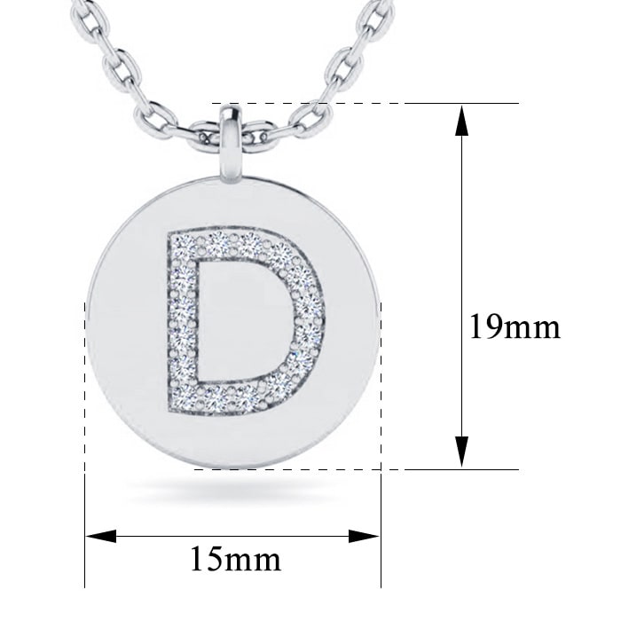 Letter D Diamond Initial Necklace In 14K White Gold With 16 Diamonds