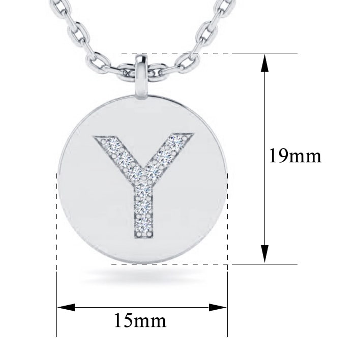 Letter Y Diamond Initial Necklace In 14K White Gold With 9 Diamonds