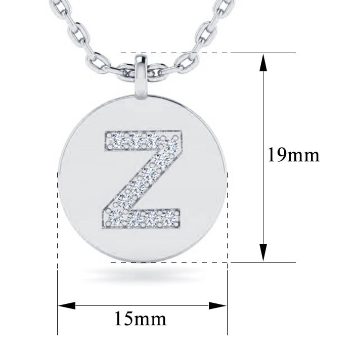 Letter Z Diamond Initial Necklace In 14K White Gold With 12 Diamonds
