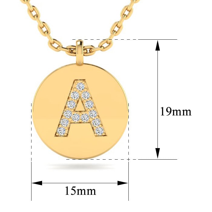 Letter A Diamond Initial Necklace In 14K Yellow Gold With 13 Diamonds