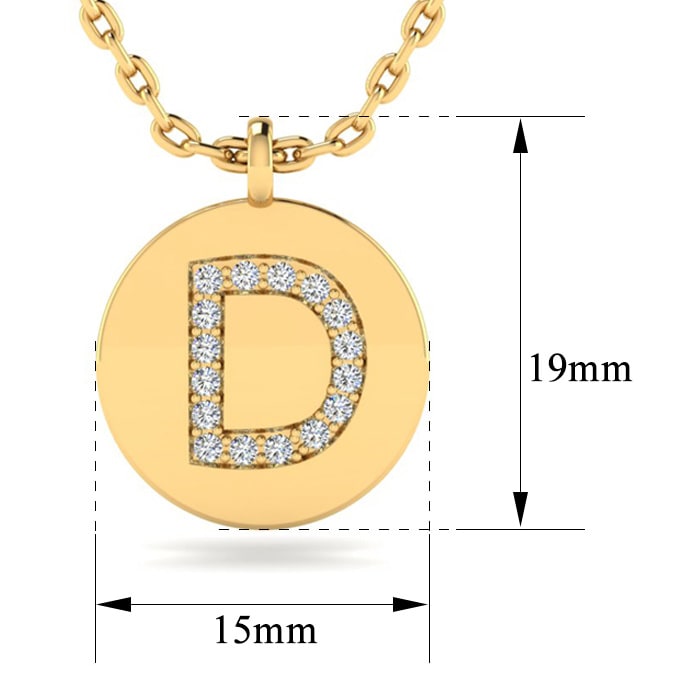 Letter D Diamond Initial Necklace In 14K Yellow Gold With 16 Diamonds