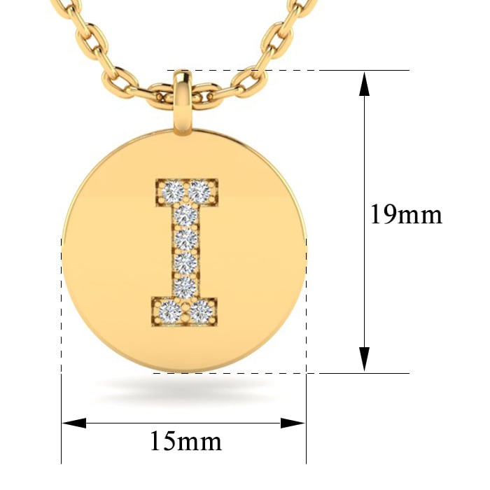 Letter I Diamond Initial Necklace In 14K Yellow Gold With 8 Diamonds