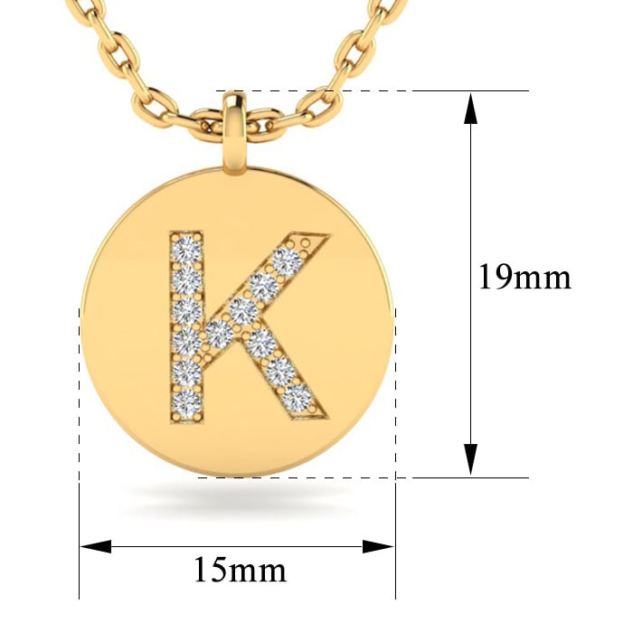 Letter K Diamond Initial Necklace In 14K Yellow Gold With 13 Diamonds