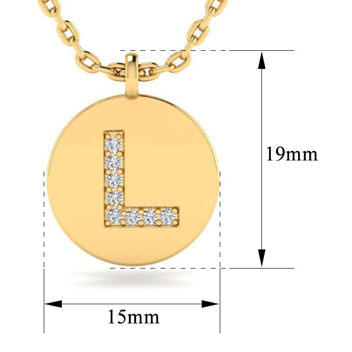 Letter L Diamond Initial Necklace In 14K Yellow Gold With 8 Diamonds