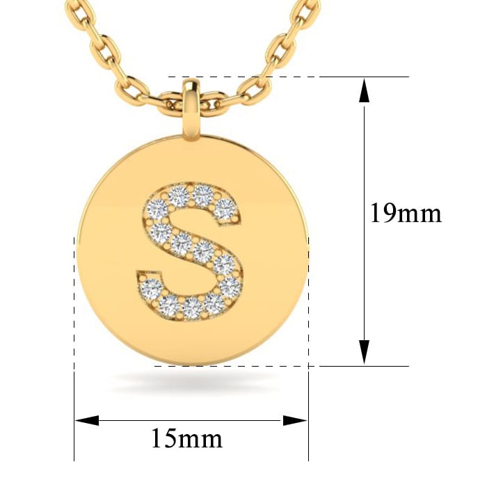 Letter S Diamond Initial Necklace In 14K Yellow Gold With 14 Diamonds