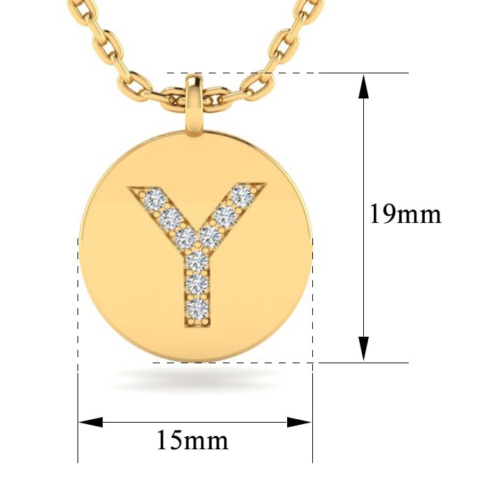 Letter Y Diamond Initial Necklace In 14K Yellow Gold With 9 Diamonds