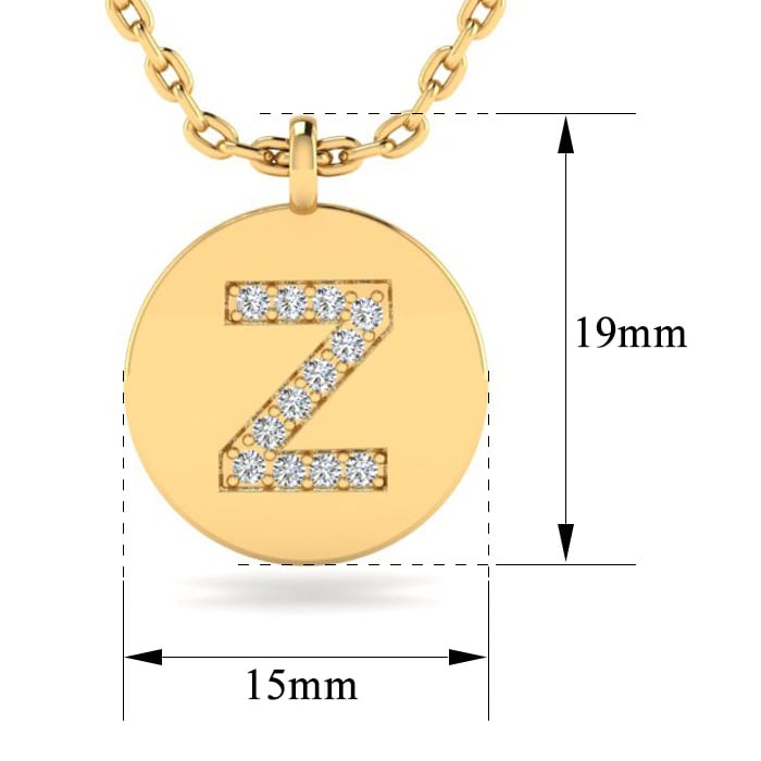Letter Z Diamond Initial Necklace In 14K Yellow Gold With 12 Diamonds