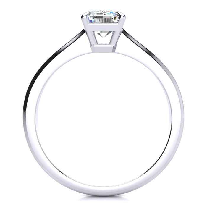 1 Carat Emerald Cut Diamond Solitaire Ring In 14K White Gold
