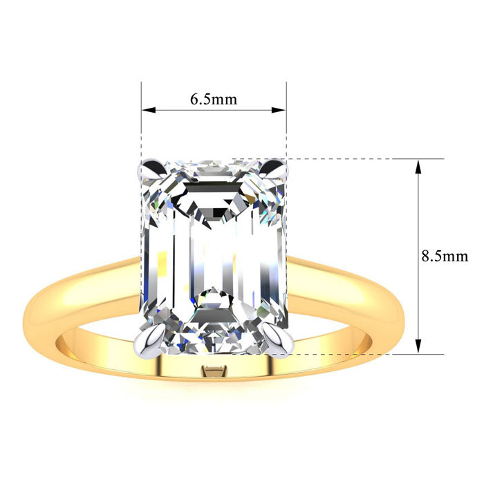 2 Carat Emerald Cut Diamond Solitaire Ring In 14K Yellow Gold
