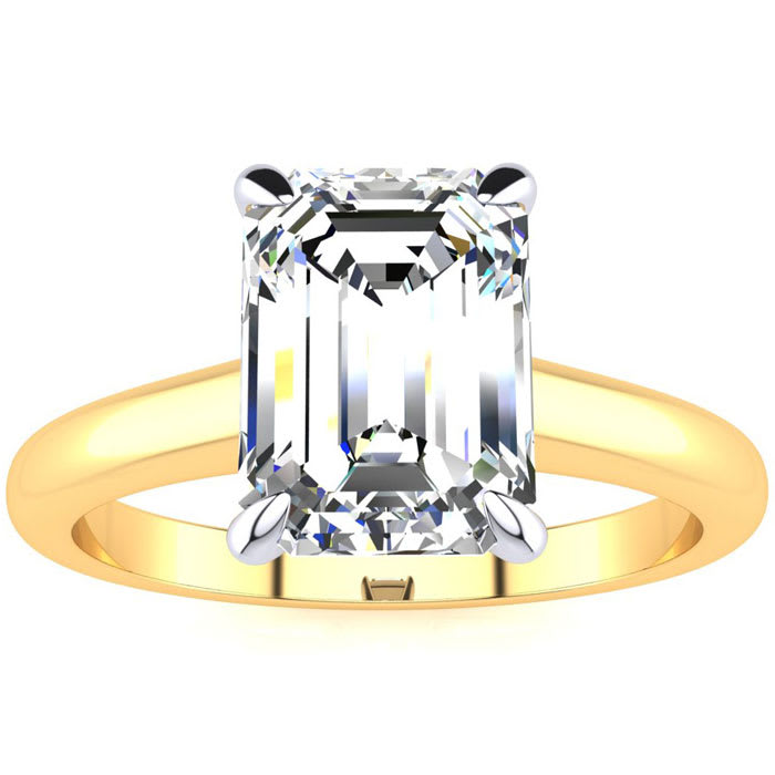 2 Carat Emerald Cut Diamond Solitaire Ring In 14K Yellow Gold