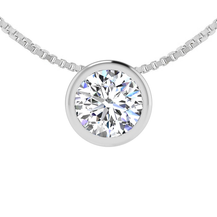 Bezel set diamond solitaire necklace yellow gold shop
