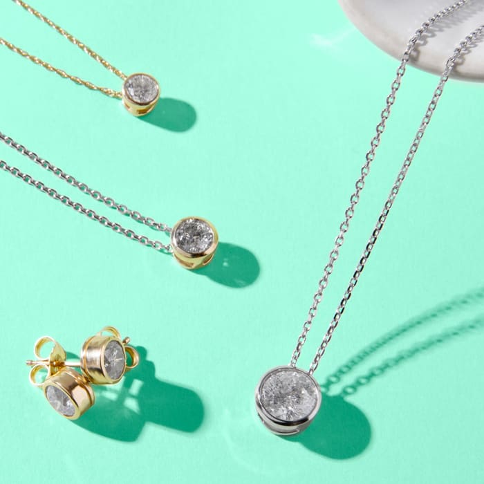 1/4 Carat Bezel Set Diamond Solitaire Necklace in 14K Yellow Gold, 18 Inches