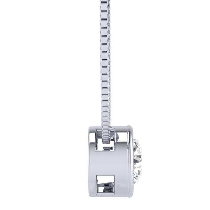 3/4 Carat Bezel Set Diamond Solitaire Necklace in 14K White Gold, 18 Inches