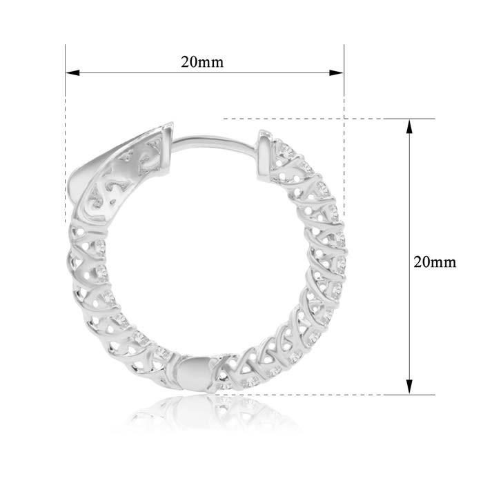 3/4 Carat Crystal Hoop Earrings In Sterling Silver, 3/4 Inch