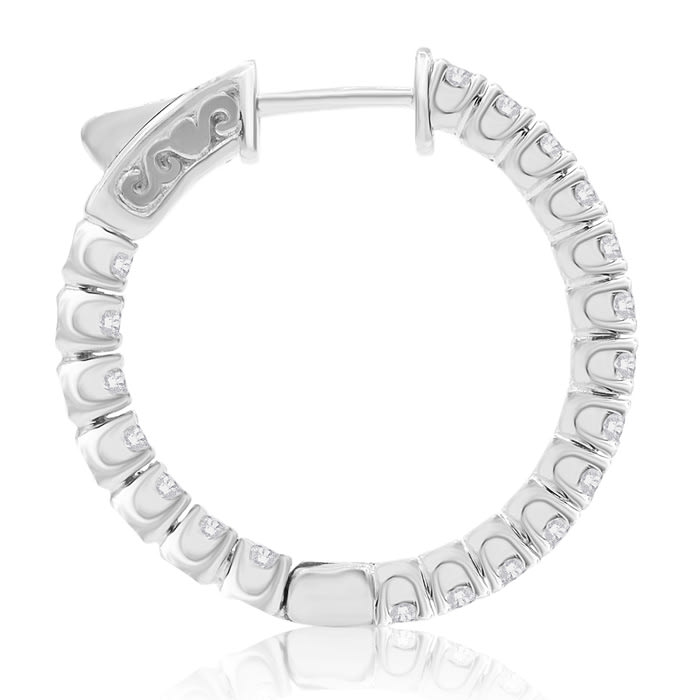 1 1/2 Carat Crystal Hoop Earrings In Sterling Silver, 1 Inch