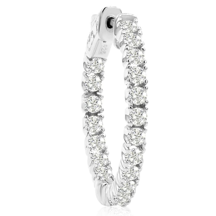 1 1/2 Carat Crystal Hoop Earrings In Sterling Silver, 1 Inch
